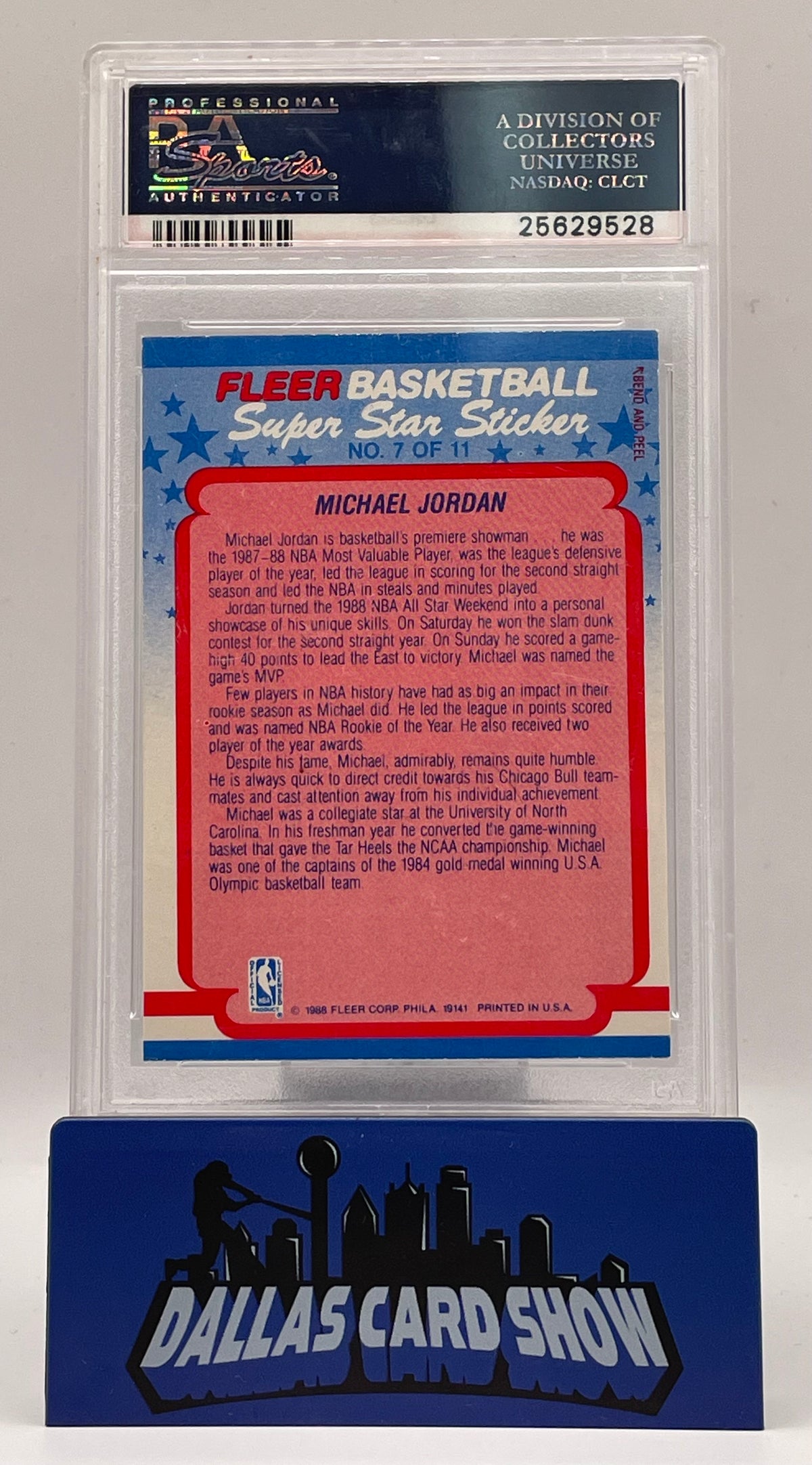 1988 Fleer Sticker #7 Michael Jordan PSA 7(ST)