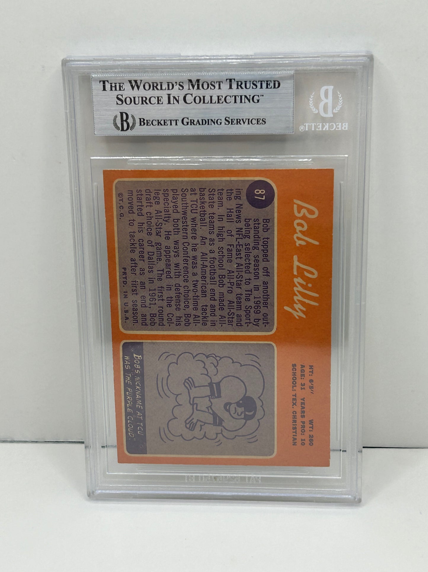 1970 Topps Bob Lilly #87 Beckett Witnessed (4997)