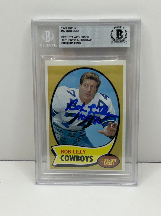 1970 Topps Bob Lilly #87 Beckett Witnessed Beckett 10 Autograph (4996)