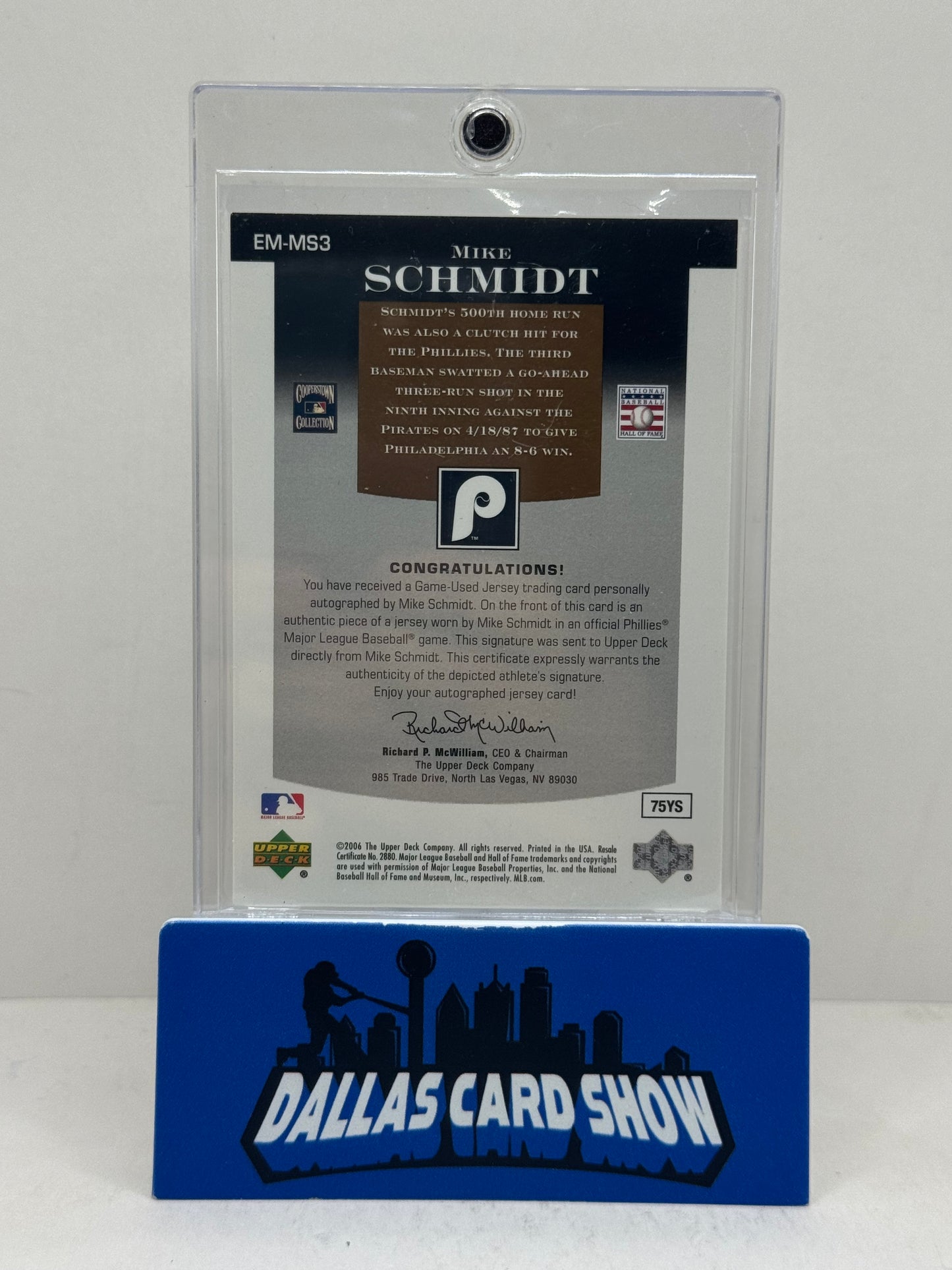 2006 Upper Deck Mike Schmidt Epic Materials Game Used Patch Auto #5/5