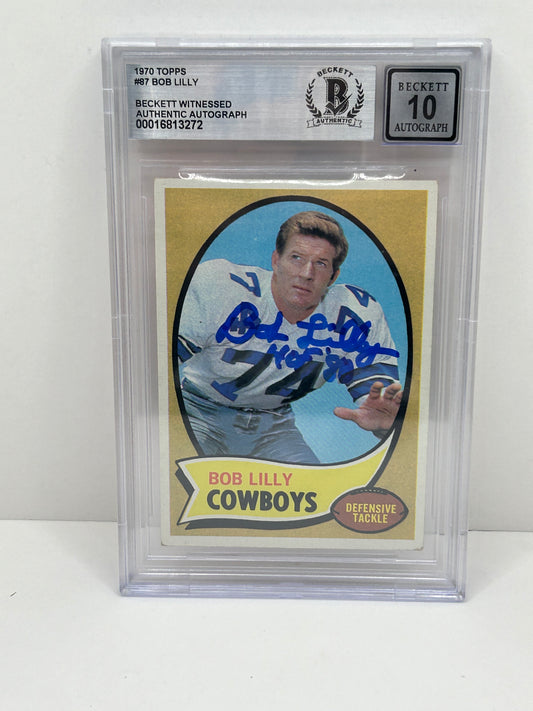 1970 Topps Bob Lilly #87 Beckett Witnessed Beckett 10 Autograph (3272)