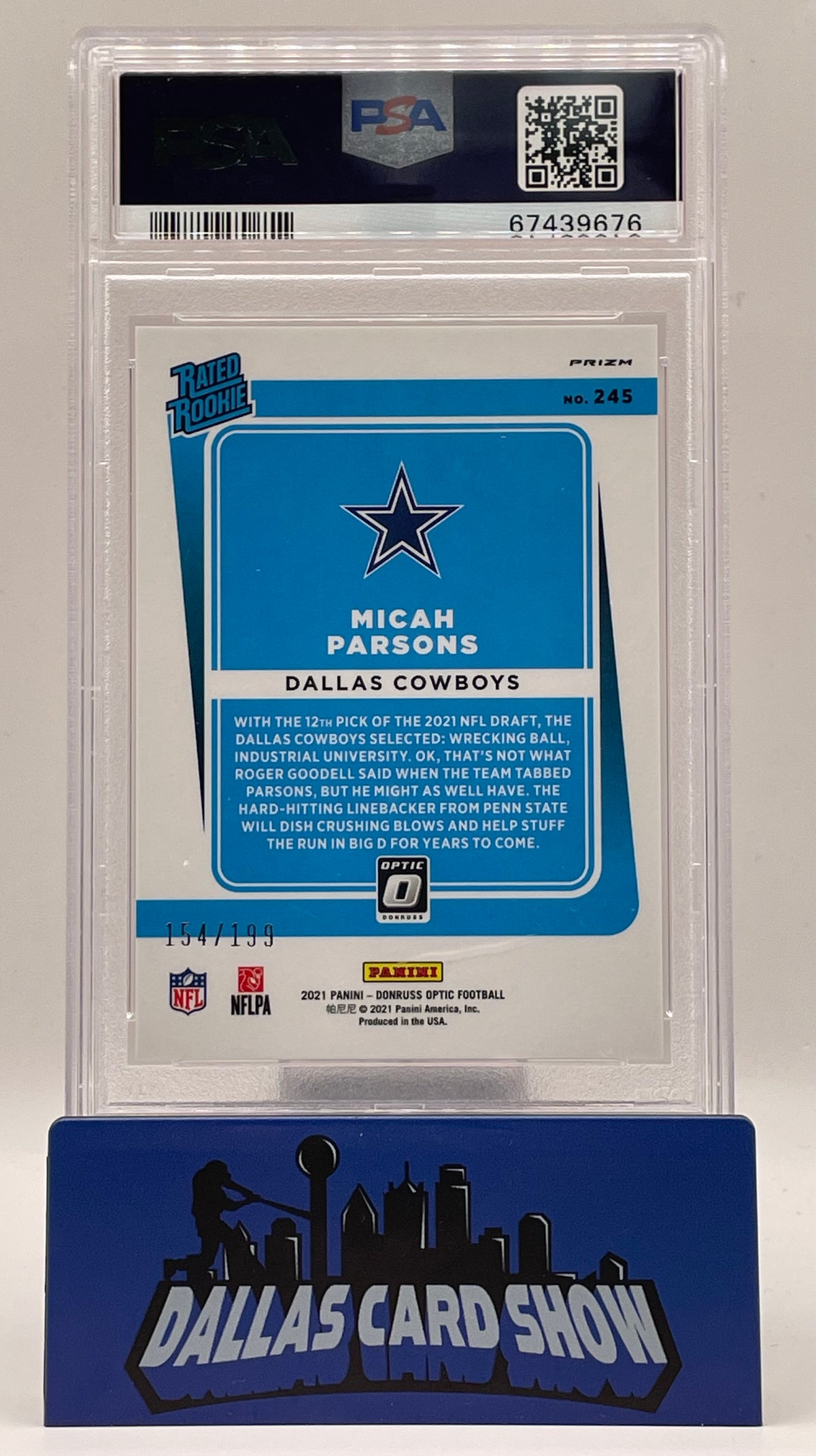 2021 Panini Optic #245 Micah Parson Orange Rated Rookie /199 PSA 10