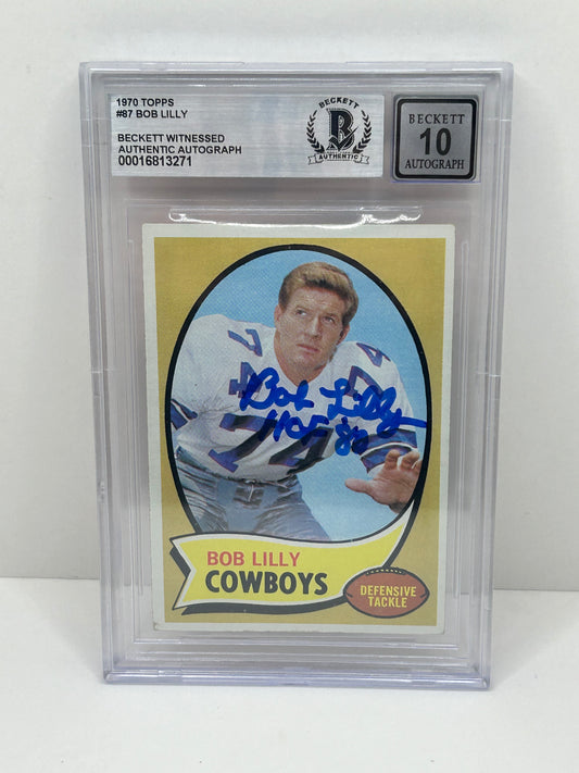 1970 Topps Bob Lilly #87 Beckett Witnessed Beckett 10 Autograph (3271)