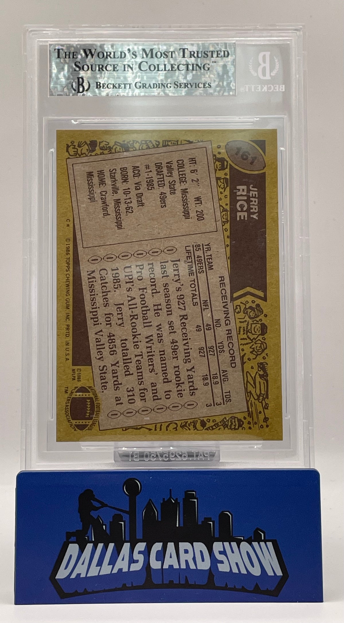1986 Topps #161 Jerry Rice Rookie RC BGS 8.5