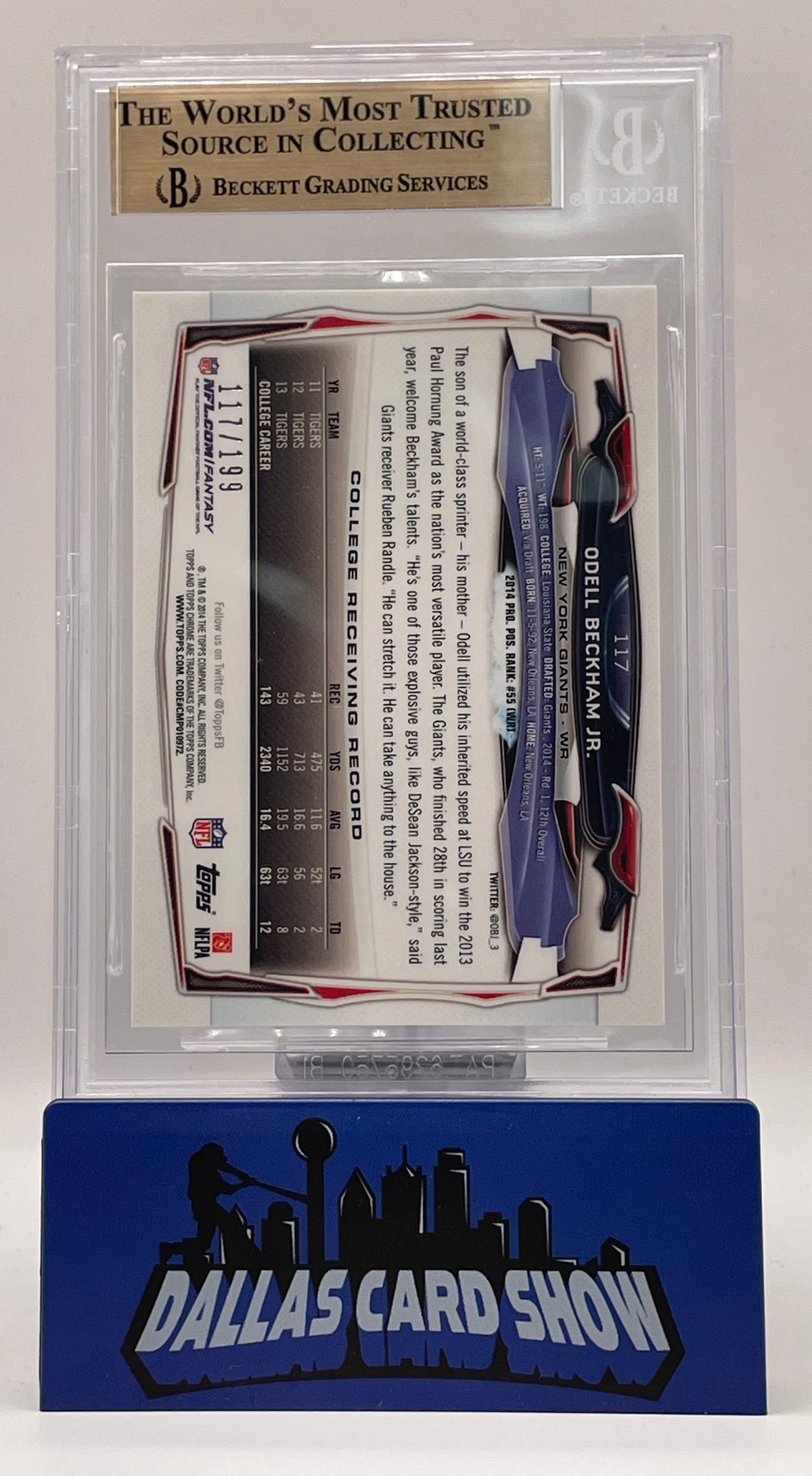 2014 Topps Chrome #117 Odell Beckham Jr. Blue Refractor /199 BGS 9.5