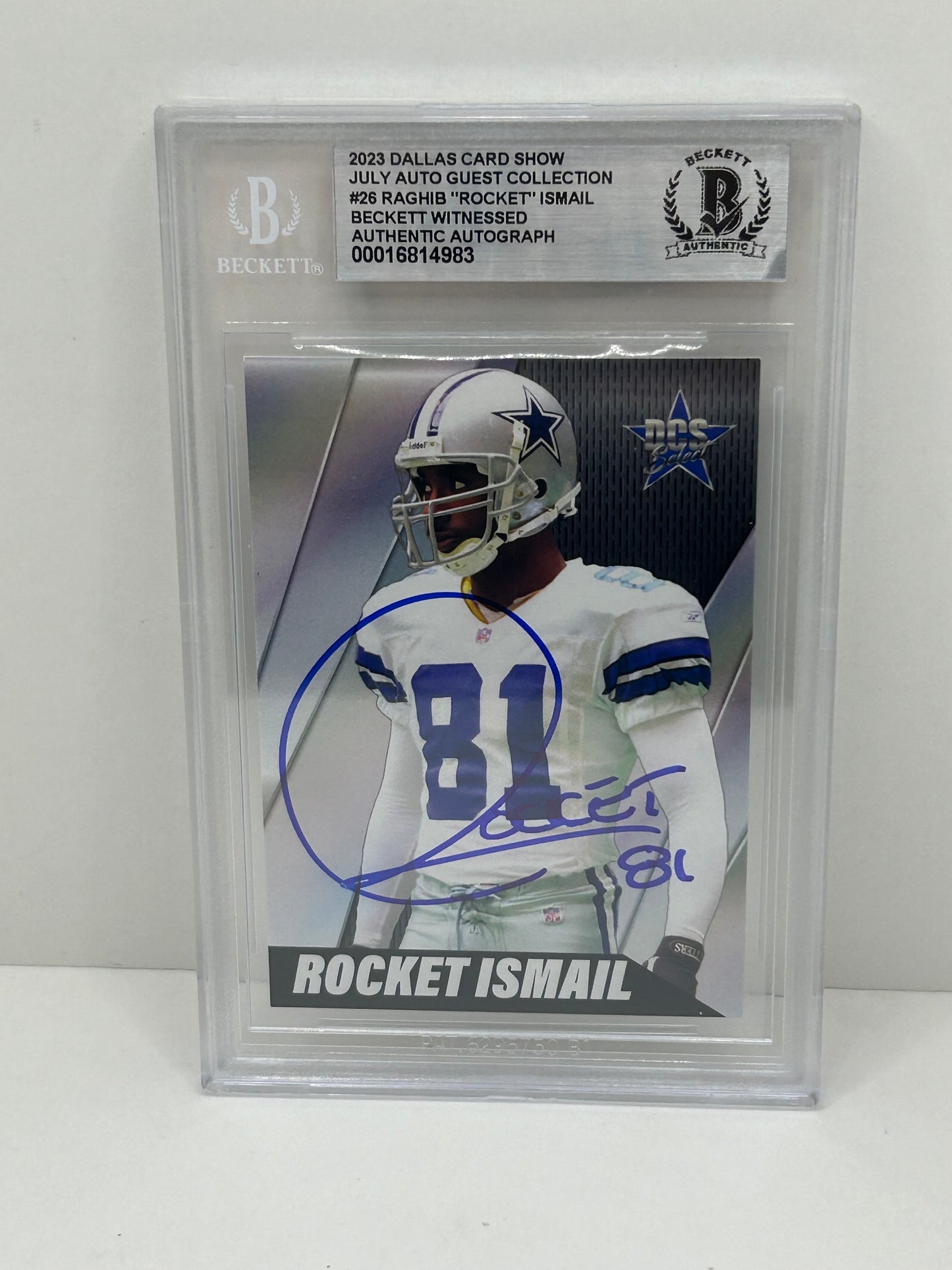 2023 Dallas Card Show Raghib "Rocket" Ismail #26 July Auto Guest Collection Beckett (4983)