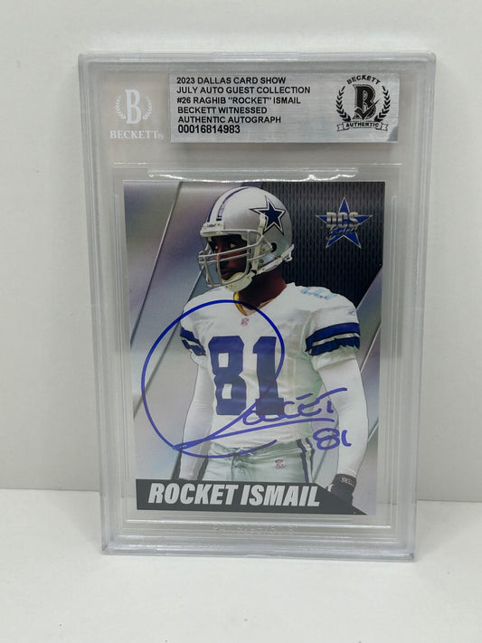 2023 Dallas Card Show Raghib "Rocket" Ismail #26 July Auto Guest Collection Beckett (4983)