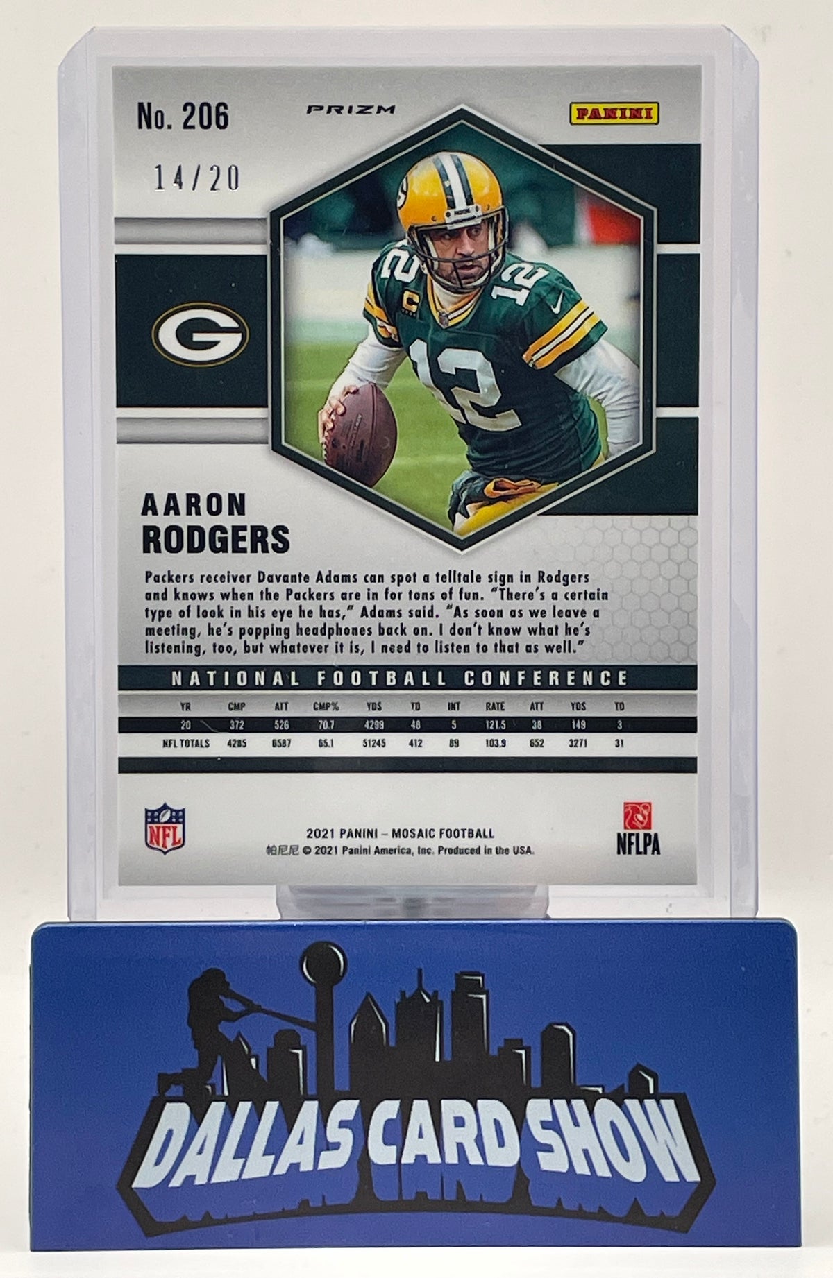 2021 Panini Mosaic No Huddle #206 Aaron Rodgers NFC Pink /20