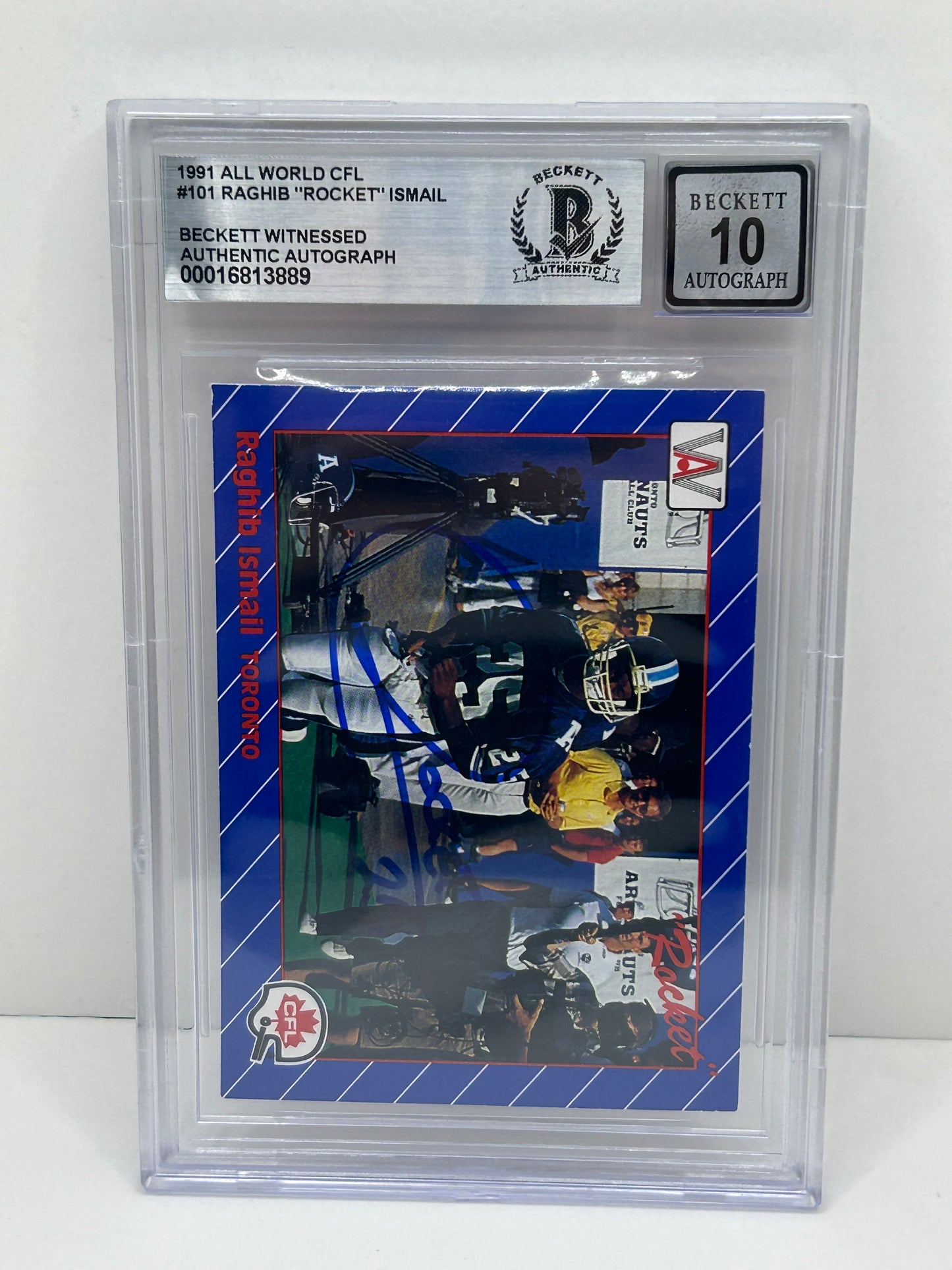 1991 All World CFL Raghib "Rocket" Ismail #101 Beckett Witnessed Beckett 10 Autograph
