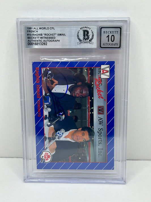 1991 All World CFL Raghib "Rocket" Ismail #10 Beckett Witnessed Beckett 10 Autograph