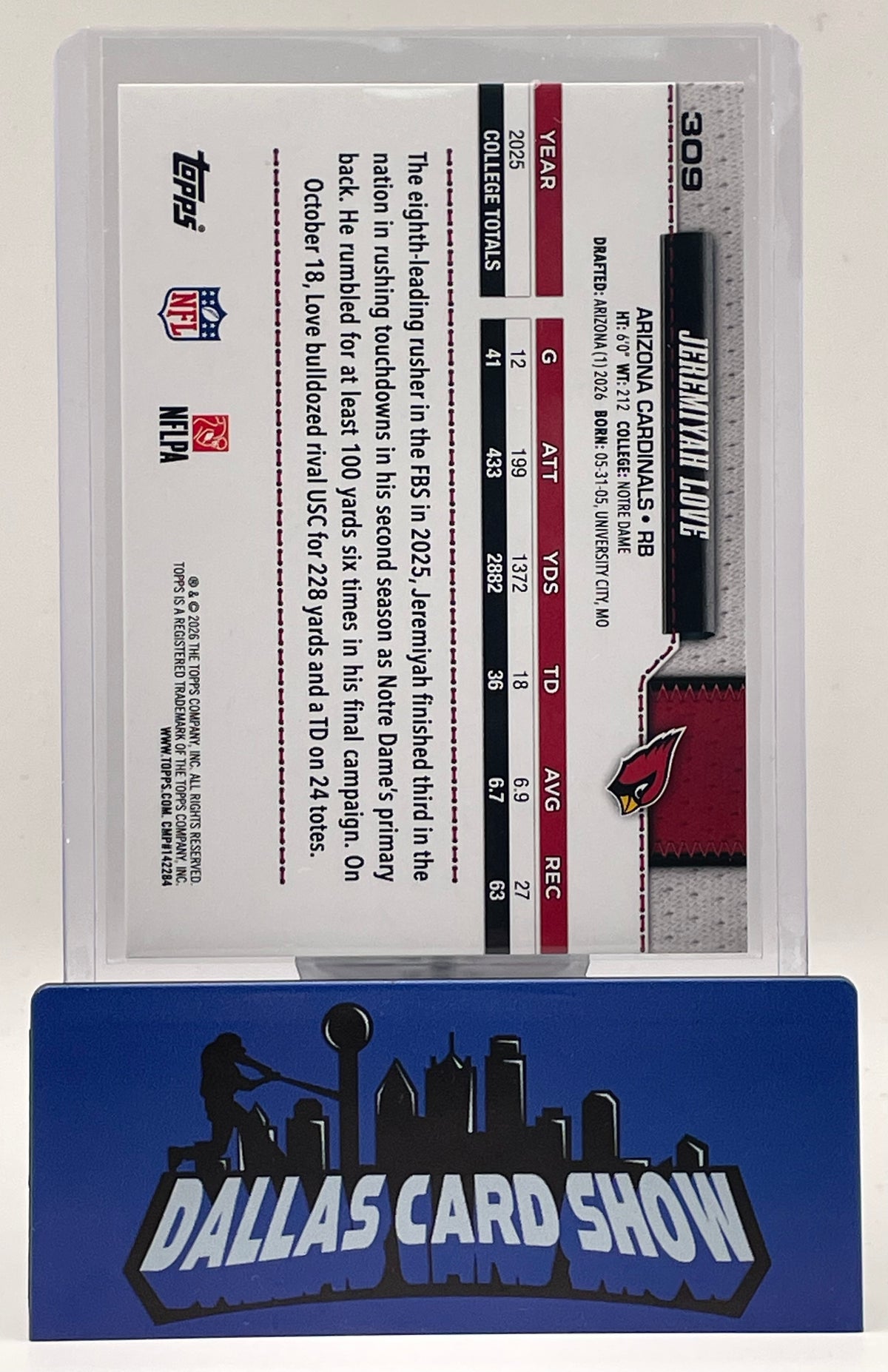 2026 Topps #309 Jeremiyah Love Aqua Holofoil Rookie RC