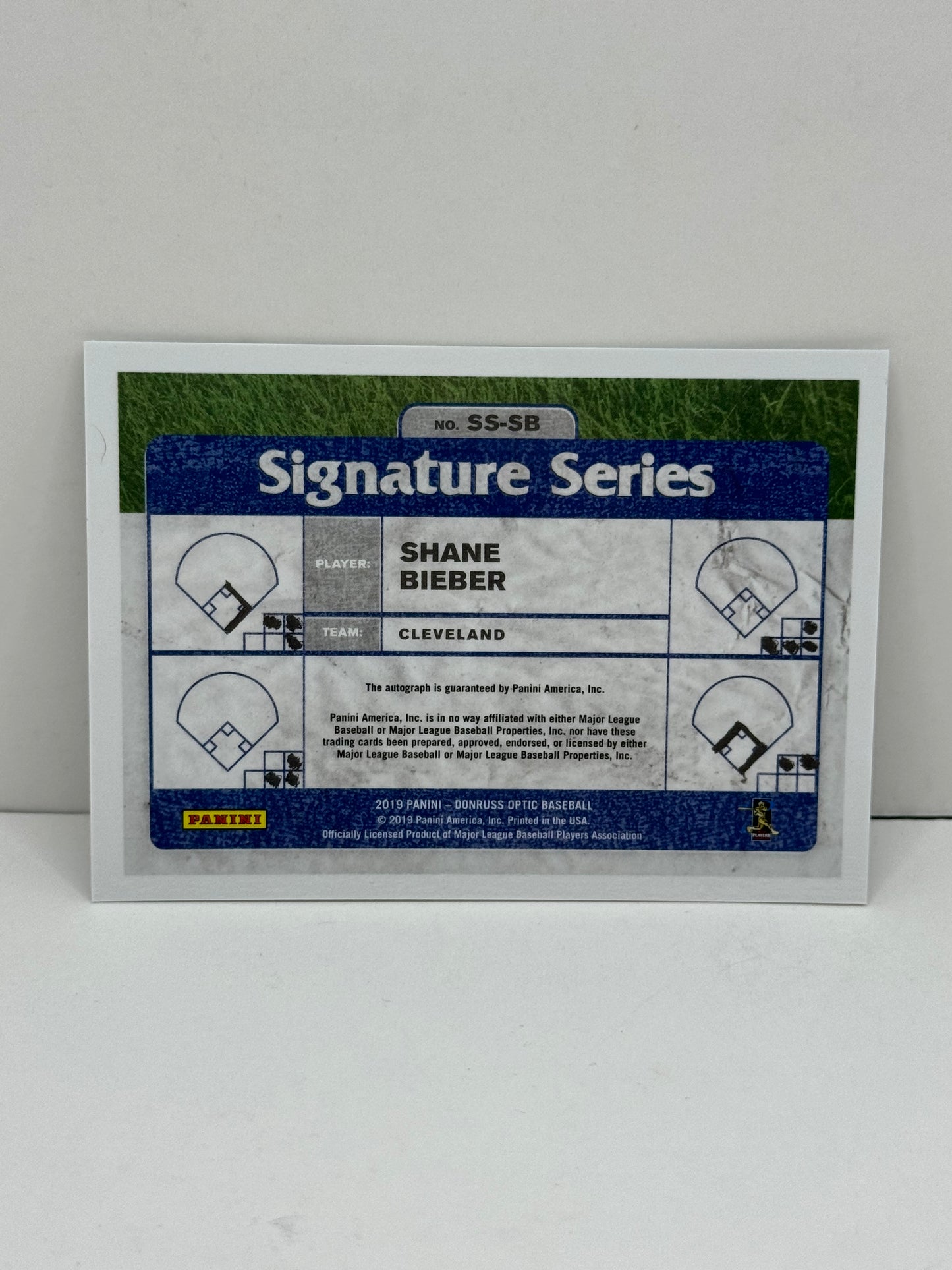 2019 Donruss Optic Shane Bieber Auto Signature Series #SS-SB