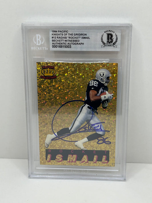 1994 Pacific Knights Of The Gridiron #12 Raghib "Rocket" Ismail Beckett Witnessed