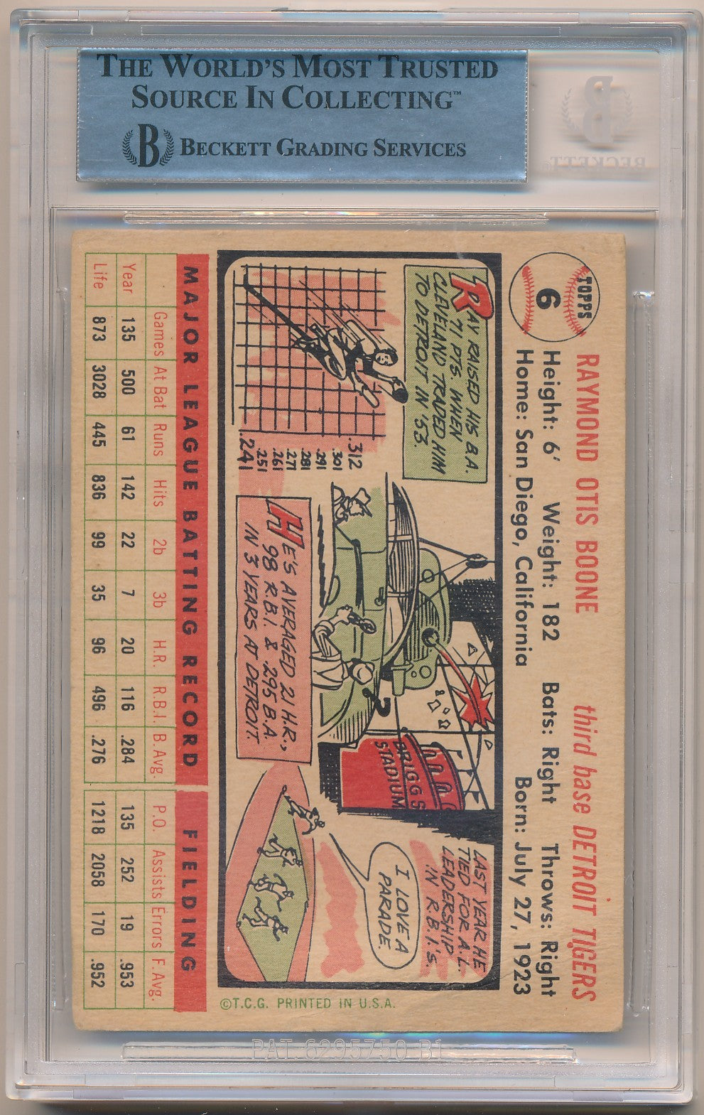 1956 TOPPS #6 RAY BOONE AUTHENTIC AUTO BAS