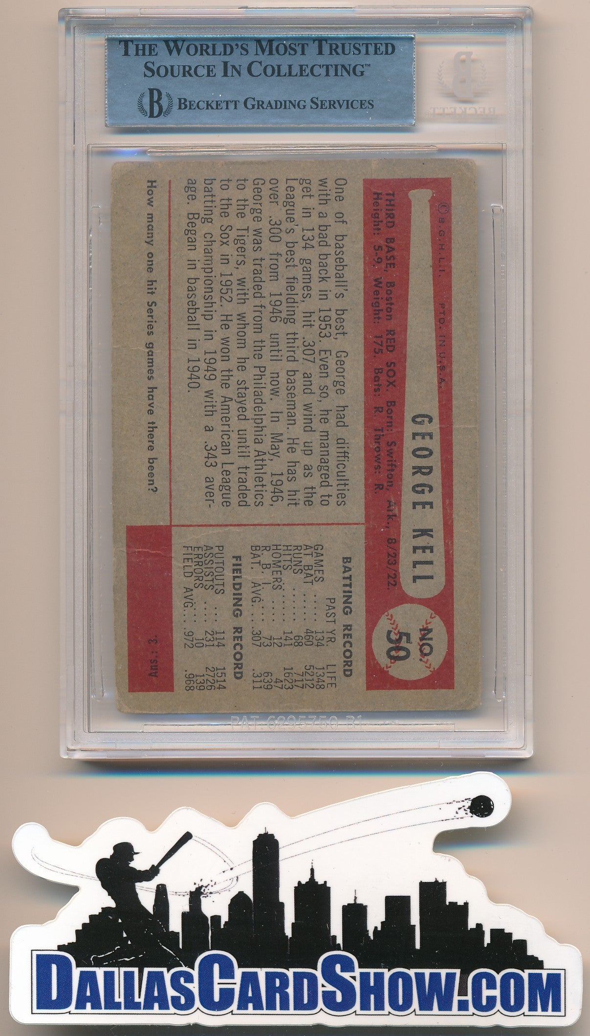 1954 BOWMAN #50 GEORGE KELL AUTHENTIC BGS AUTO