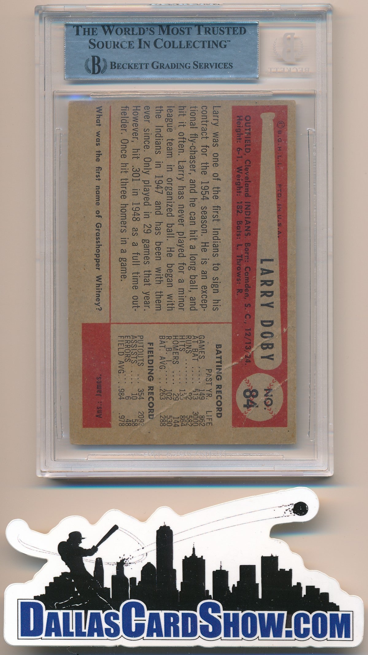 1954 BOWMAN #84 LARRY DOBY AUTHENTIC BGS AUTO