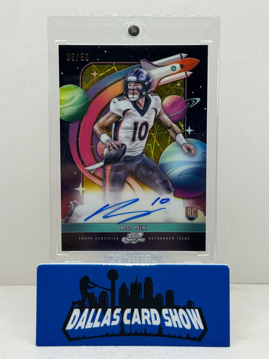 2024 Topps Chrome Cosmic #FFS-BN Bo Nix First Flight Signatures Gold Autograph /50