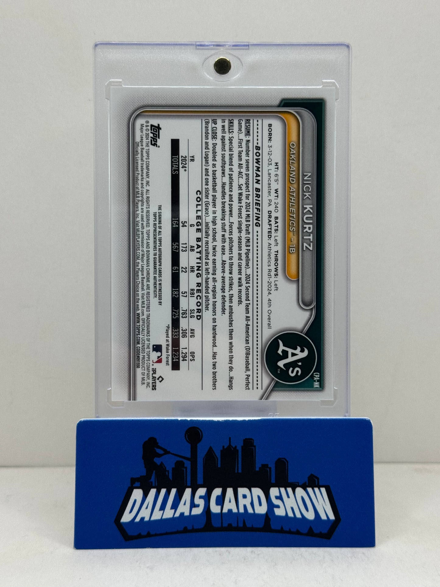 2024 Bowman Chrome #CPA-NK Nick Kurtz 1st Bowman Autograph