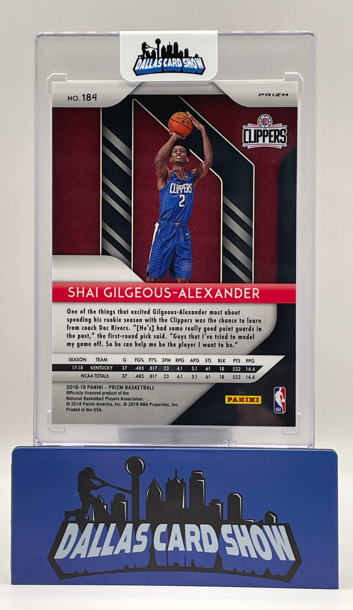 2018-19 Panini Prizm #184 Shai Gilgeous-Alexander Ruby Wave Rookie RC