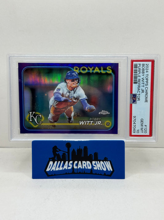 2024 Topps Chrome #120 Bobby Witt Jr. Purple Refractor PSA 10