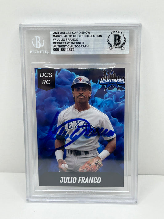 2024 Dallas Card Show Julio Franco #7 Beckett Witnessed Authentic Autograph (4874)
