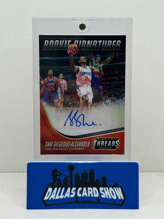 2018-19 Panini Threads #11 Shai Gilgeous-Alexander Rookie Signatures Autograph /25