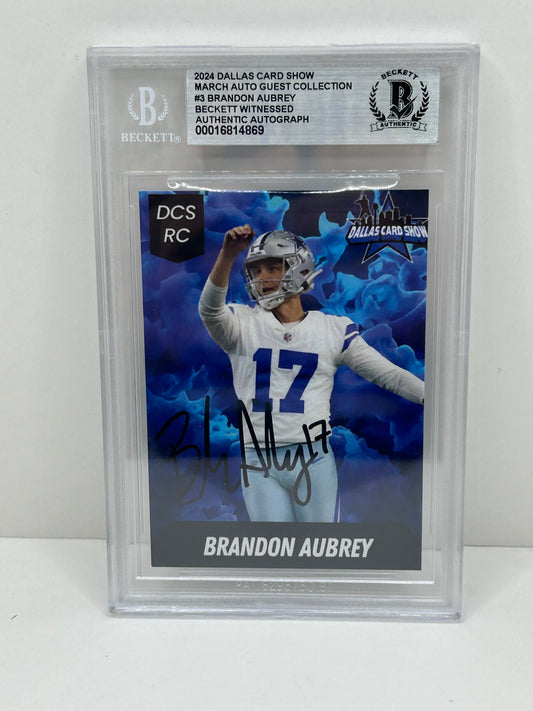 2024 Dallas Card Show Brandon Aubrey #3 Rookie Beckett Witnessed (4869)