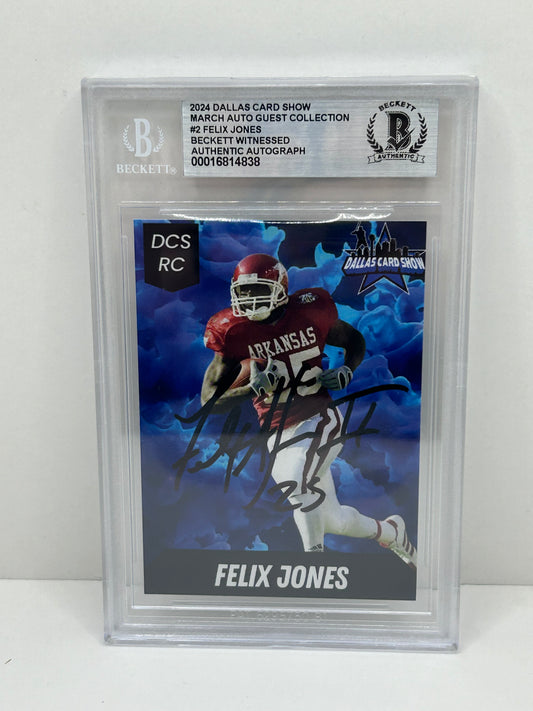 2024 Dallas Card Show Felix Jones #2 Beckett Witnessed Authentic Autograph (4838)
