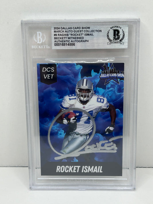 2024 Dallas Card Show Raghib "Rocket" Ismail #9 Beckett Witnessed Authentic Autograph (4886)