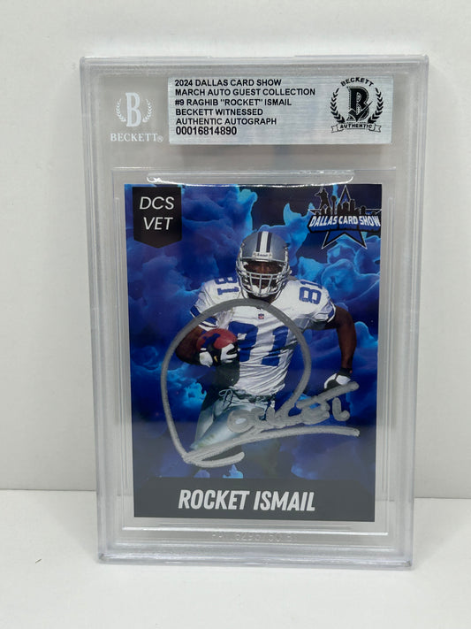 2024 Dallas Card Show Raghib "Rocket" Ismail #9 Beckett Witnessed Authentic Autograph (4890)