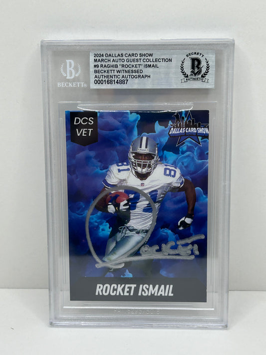 2024 Dallas Card Show Raghib "Rocket" Ismail #9 Beckett Witnessed Authentic Autograph (4887)