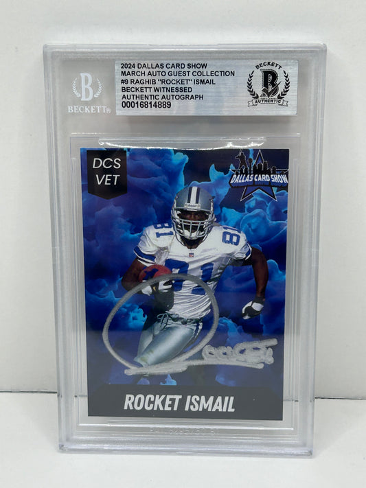 2024 Dallas Card Show Raghib "Rocket" Ismail #9 Beckett Witnessed Authentic Autograph (4889)