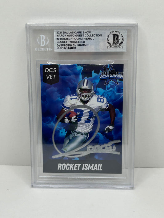 2024 Dallas Card Show Raghib "Rocket" Ismail #9 Beckett Witnessed Authentic Autograph (4891)