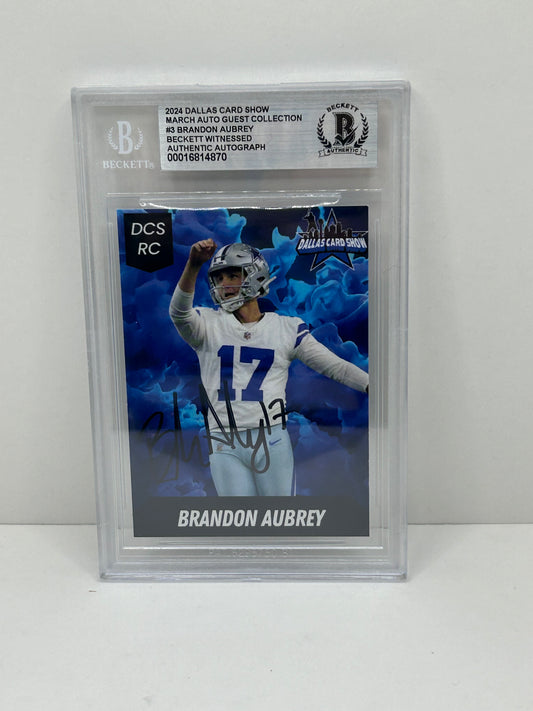 2024 Dallas Card Show Brandon Aubrey #3 Rookie Beckett Witnessed (4870)