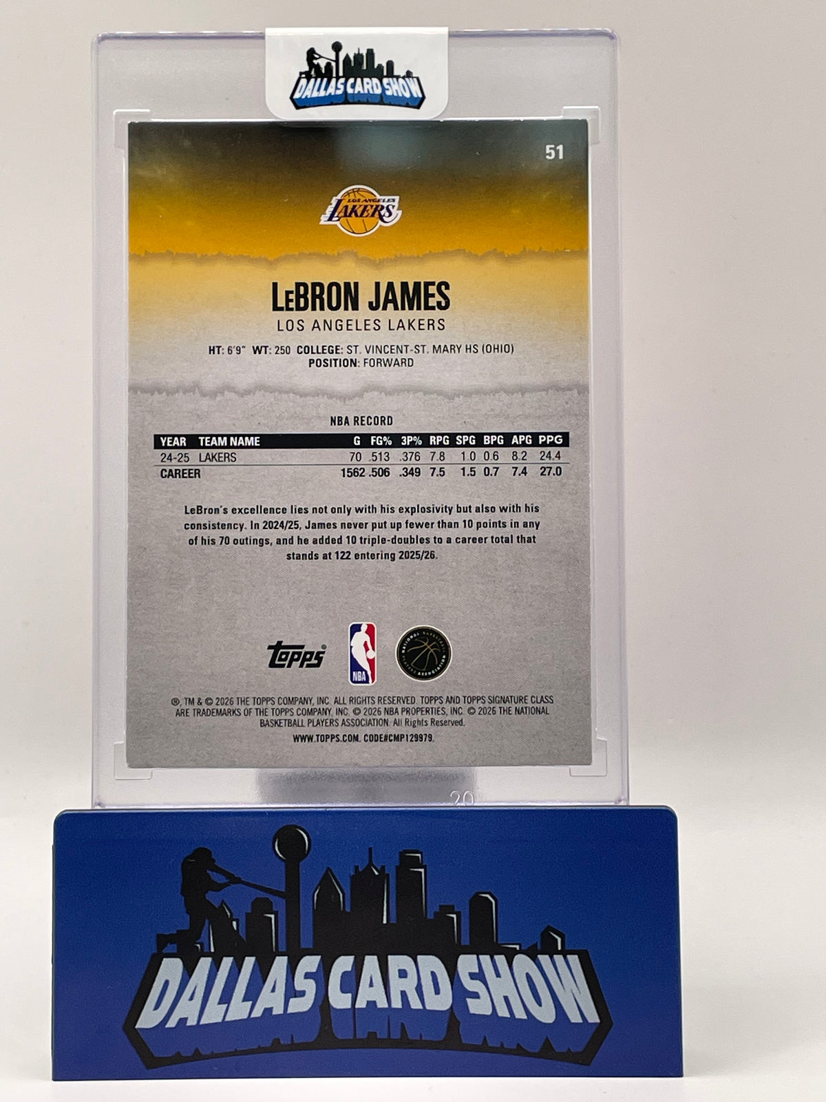 2025-26 Topps Signature Class #51 LeBron James Pink /75