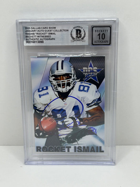 2023 Dallas Card Show Raghib "Rocket" Ismail January Guest Collection Beckett 10 Auto (3898)