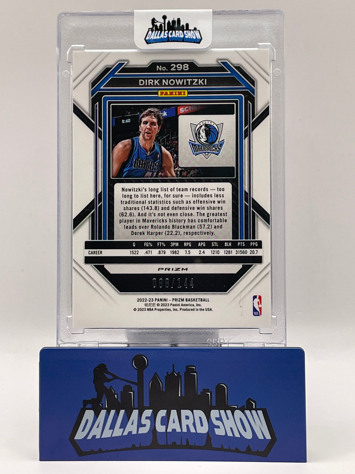 2023-24 Panini Prizm #298 Dirk Nowitzki Blue Sparkle /144
