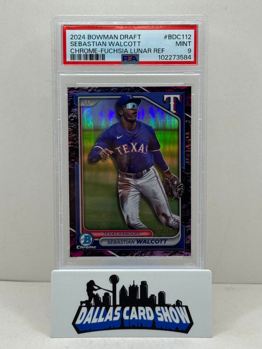 2024 Bowman Draft #BDC112 Sebastian Walcott Fuchsia Lunar Refractor /199 PSA 9
