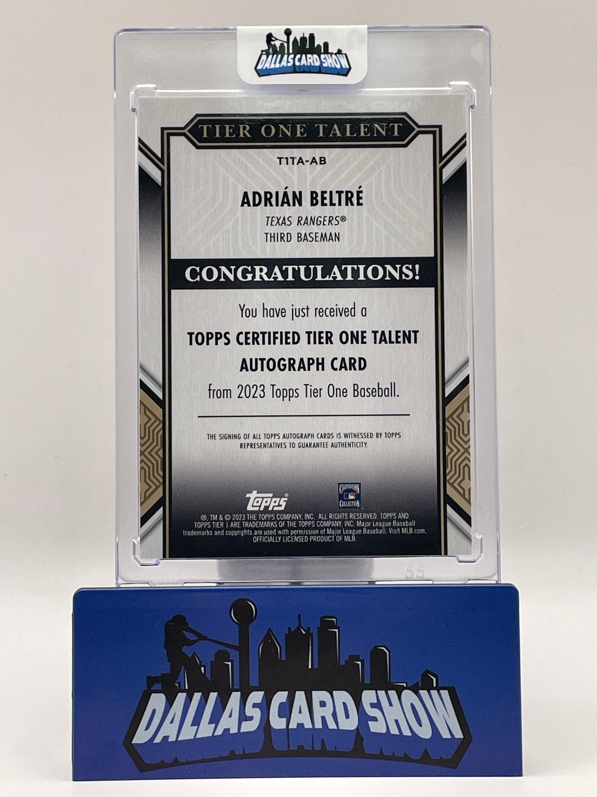2023 Topps Tier one #T1TA-AB Adrian Beltre Certified Tier One Talen Autograph /99