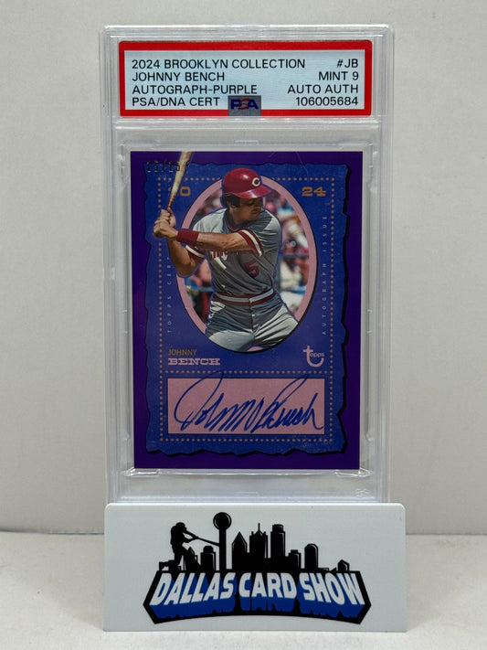 2024 Topps Brooklyn Collection #JB Johnny Bench Purple Autograph /15 PSA 9