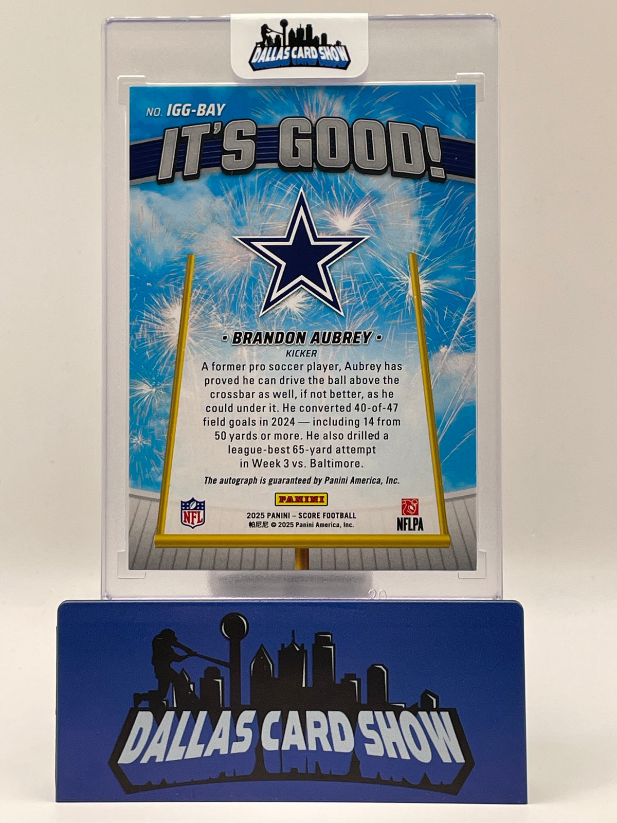 2025 Panini Score #IGG-BAY Brandon Aubrey It's Good Autograph