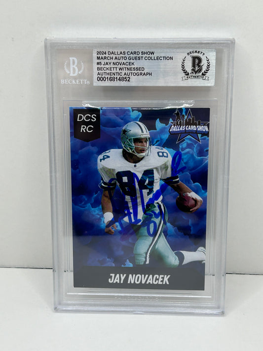 2024 Dallas Card Show Jay Novacek #5 Beckett Witnessed Authentic Autograph (4852)