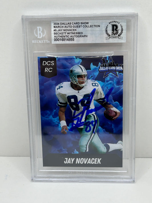 2024 Dallas Card Show Jay Novacek #5 Beckett Witnessed Authentic Autograph (4855)