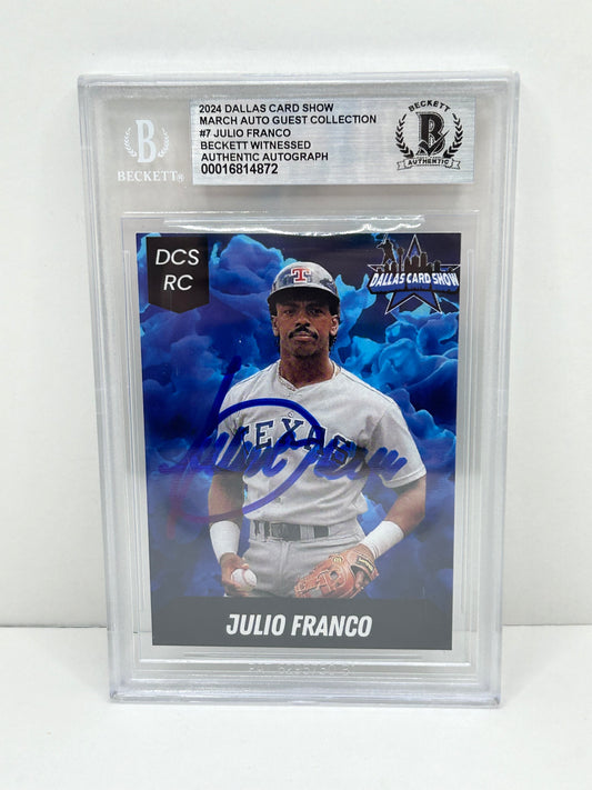 2024 Dallas Card Show Julio Franco #7 Beckett Witnessed Authentic Autograph (4872)