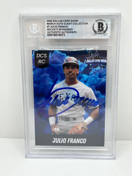 2024 Dallas Card Show Julio Franco #7 Beckett Witnessed Authentic Autograph (4873)