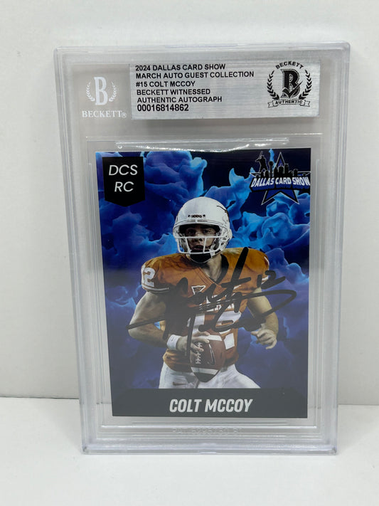 2024 Dallas Card Show Colt McCoy #15 Beckett Witnessed Authentic Autograph (4862)