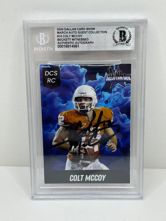 2024 Dallas Card Show Colt McCoy #15 Beckett Witnessed Authentic Autograph (4861)