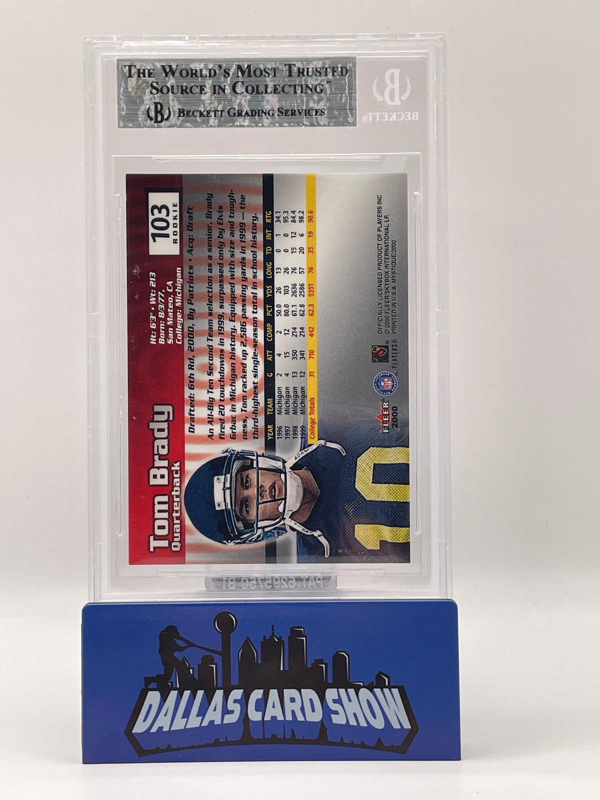 2000 Fleer Mystique #103 Tom Brady Rookie RC BGS 9