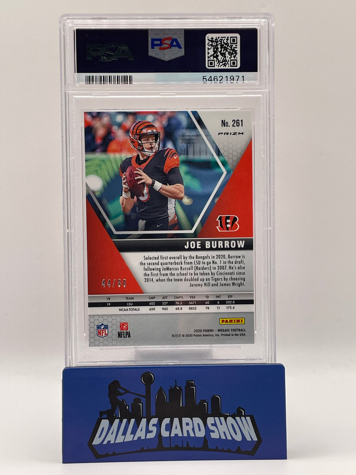 2020 Panini Mosaic #261 Joe Burrow Fusion Red Choice /80 PSA 10