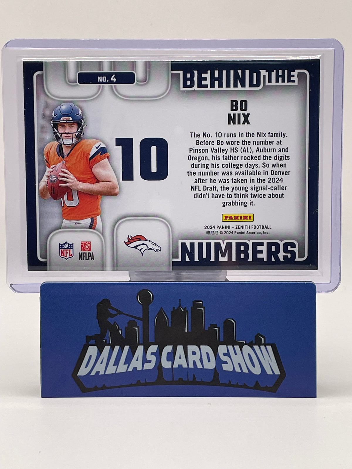 2024 Panini Zenith #4 Bo Nix Behind The Numbers Rookie RC /50